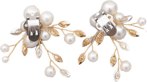 Set 2 Haarspangen Mit Perlen Kristallen Gold