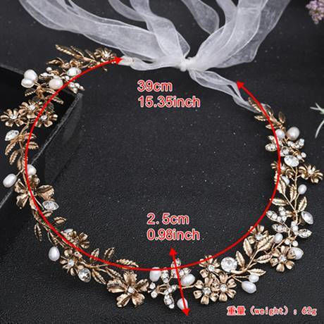 Haar Stirnband Blumenblatt Design Kristalle Perlen Gold