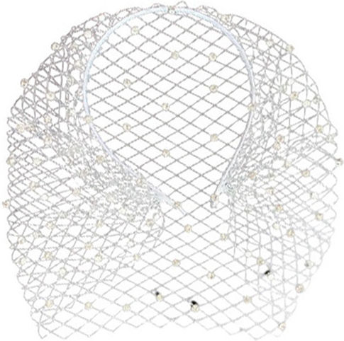 White Crystal Rhinestone Decorated Veil Headband
