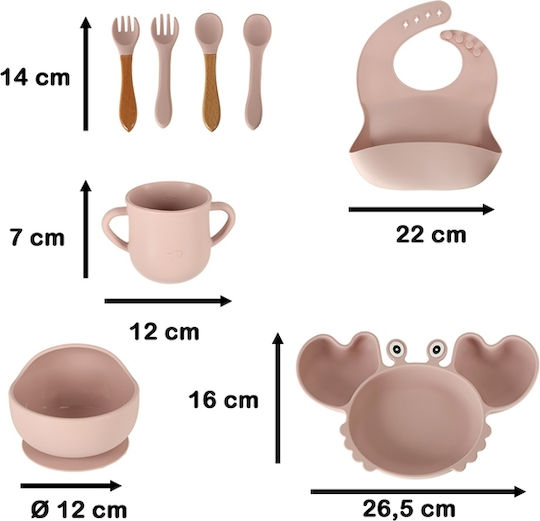 Set De Masă Din Silicon Roz 6 Piese