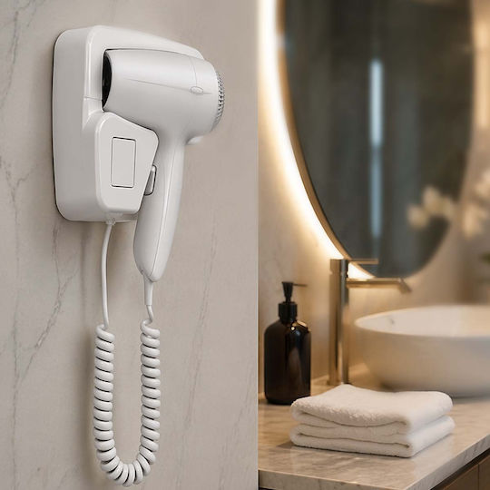 Avizar Elektrischer Wandmontierter Hotel-Haartrockner 1200w 2 Geschwindigkeiten Eingebauter Halter Weiß