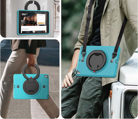 Case Ipad 9 8 7 10.2" Stand Shoulder Strap Turquoise