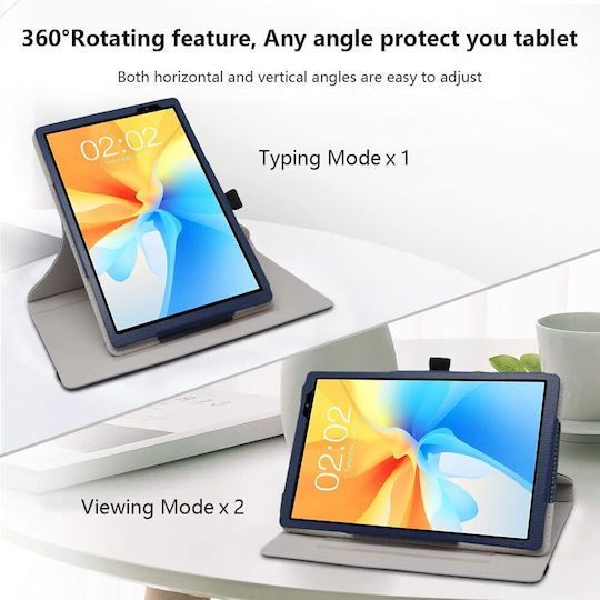 Jrtal 360° Drehbare Klappdeckel Hülle für Teclast P25t 10 Zoll Tablet Marineblau