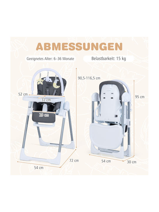Costway Foldable Baby Highchair with Adjustable Height Gray