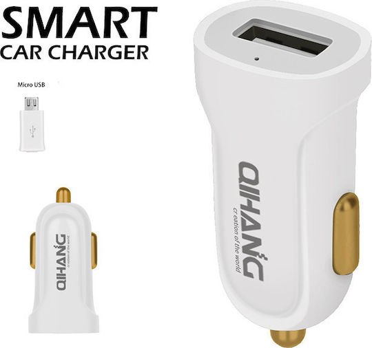 QIHANG CH-1760 & Micro Usb Cable Încărcător Auto 3A cu un Port: 1xUSB împreună cu Cablu Micro-USB Alb Culoare