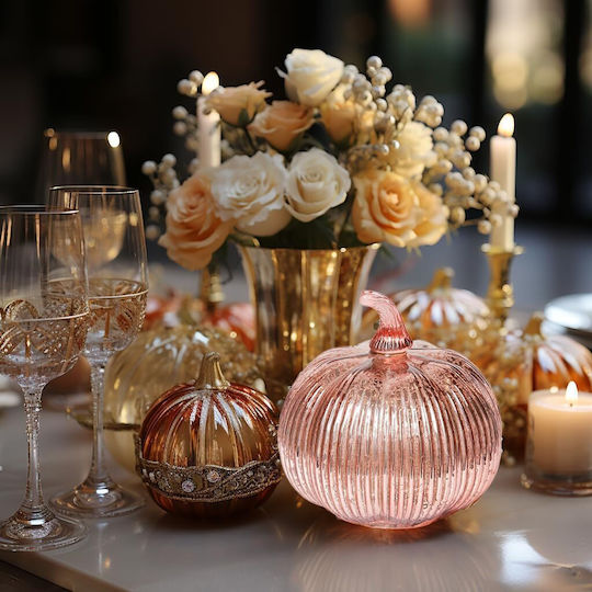 Decorative Lamp Pumpkin with Socket for Bulb E14 Pink