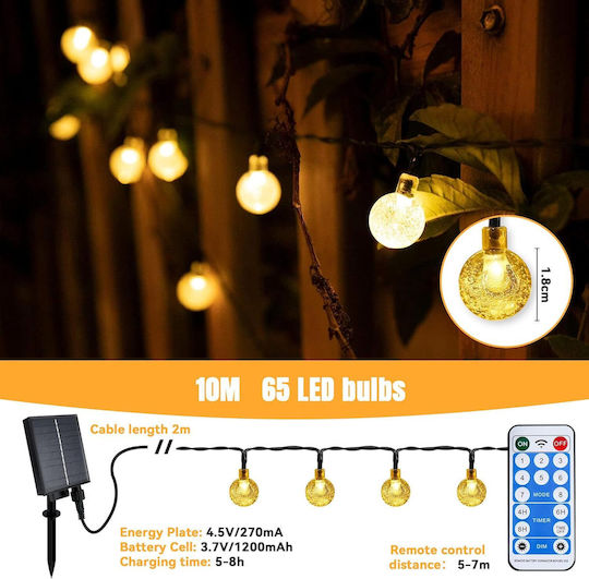 65 Led Bulb Spheres Соларна Светлина Гирлянда с Датчик за Движение IP65