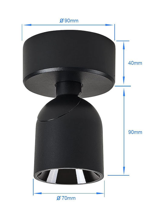 Lampa Plafonieră de Tavan 13cm Neagră cu LED Integrat