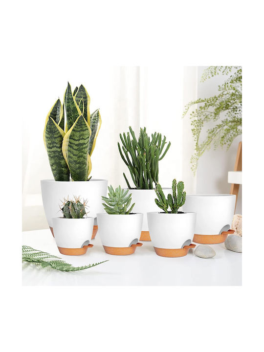 Herbs Flowers Various Sizes Σετ 6 Αυτοποτιζόμενες Γλάστρες Πλαστικές White