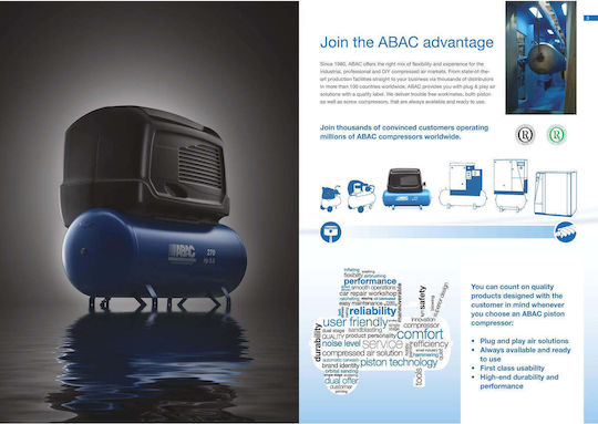 Abac S A29B 90 CM2 Въздушен компресор с Мощност 2к.с и Резервоар 90лт 4116007346