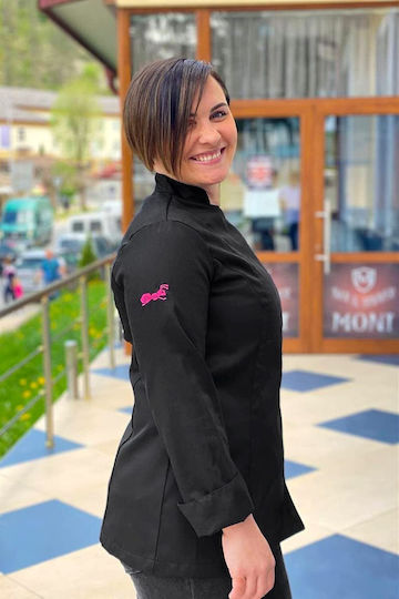 strongAnt Coat Chef 100% Cotton made Female Black with Long Sleeve Stretch