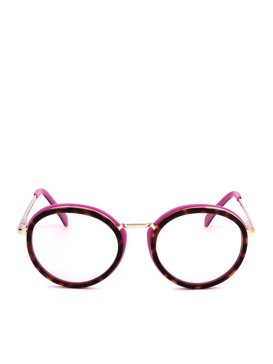 Emilio Pucci Damen Sonnenbrille mit Mehrfarbig Metall Gestell und Rosa Linse EP0046-O 55Y