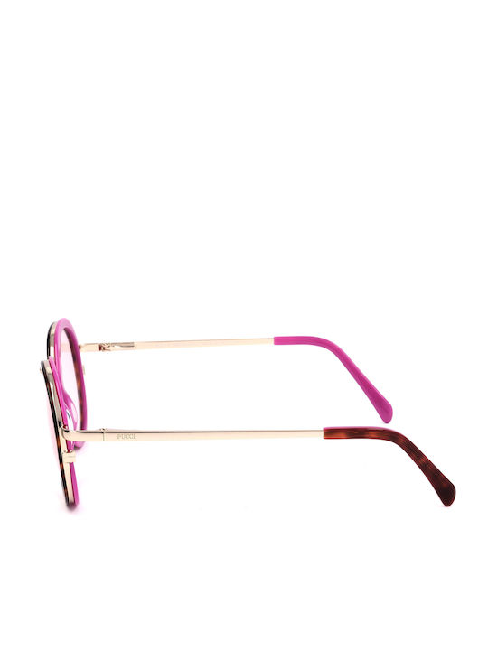 Emilio Pucci Damen Sonnenbrille mit Mehrfarbig Metall Gestell und Rosa Linse EP0046-O 55Y