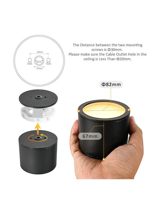 Lampa Corp de iluminat de Exterior cu LED Integrat în Culoare Negru
