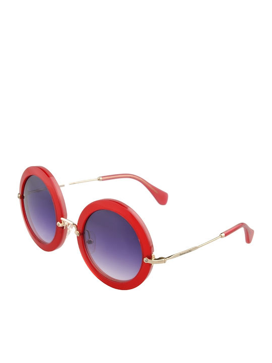 Rebecca Blu Red Sunglasses with Horn-Rimmed Frame