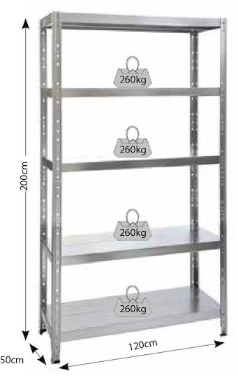 Bulle Dexion Galvanized Rack 120x50x200cm With 5 Shelves Total Load Capacity 1300kg