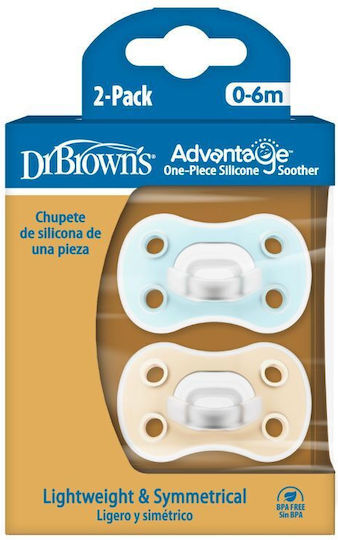 Dr. Brown's Advantage Πιπίλες Σιλικόνης Πολύχρωμο για 0-6 μηνών 2τμχ
