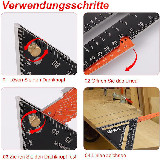 Universal Winkelmesser Zimmerleute Aluminium Länge 18cm mit Winkelmesser