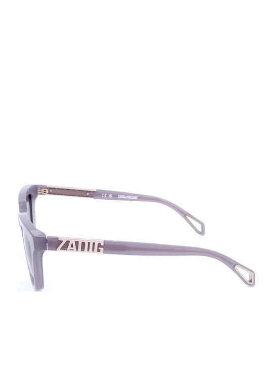 Zadig & Voltaire Unisex Sunglasses with Gray Plastic Frame and Gray Lens