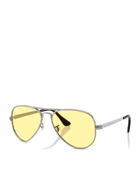 Ray Ban Unisex Sunglasses with Silver Metallic Frame and Yellow Lens RB3925 004 R6