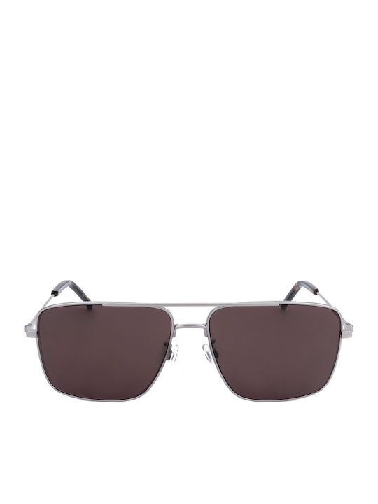 Tommy Hilfiger Men's Sunglasses with Silver Metallic Frame and Brown Lenses