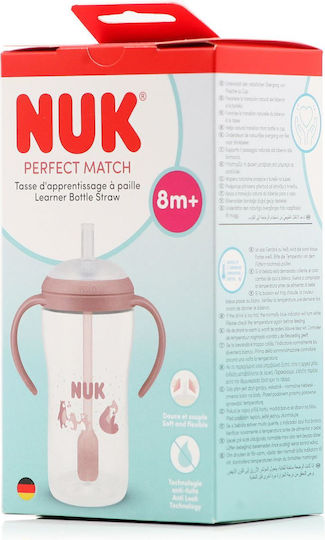 Nuk Baby Cup with Handles and Straw made of Silicone Pink 260ml for 8m+m+