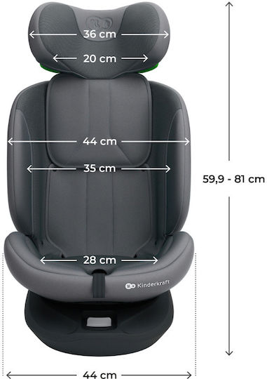 Kinderkraft I-Grow 2 Plus Καθισματάκι Αυτοκινήτου i-Size με Isofix Grey