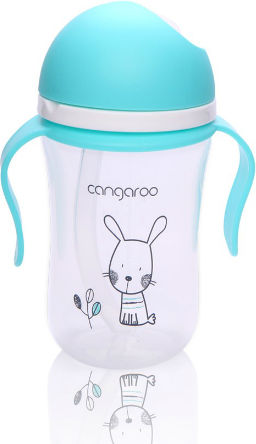 Cangaroo Biberon Educațional din Silicon cu Mânere Albastru pentru 6m+ 300ml