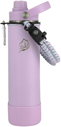 Cool'NMore Stainless Steel Thermos Bottle BPA Free 750ml Lavender with Straw Handle Loop and Mouthpiece