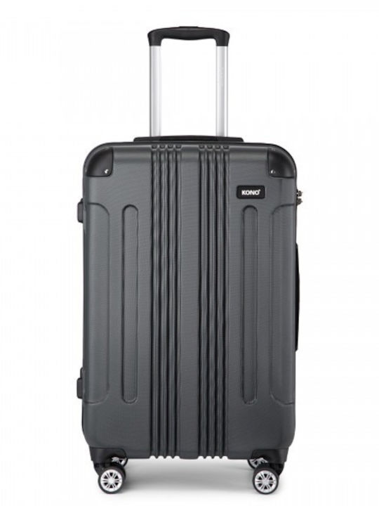 Miss Lulu Medium Hard Travel Suitcase Grey with 4 Wheels Height 66cm