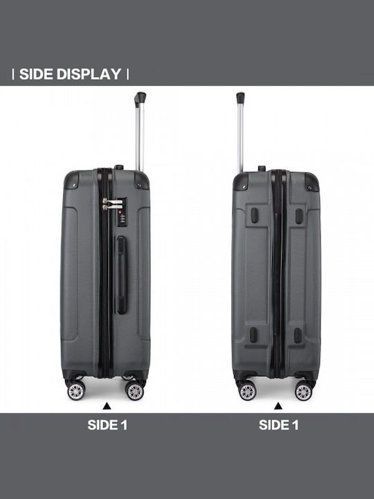 Miss Lulu Medium Hard Travel Suitcase Grey with 4 Wheels Height 66cm