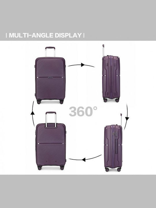 Miss Lulu British Traveller Medium Hard Suitcase Travel Purple with 4 Wheels Height 66cm