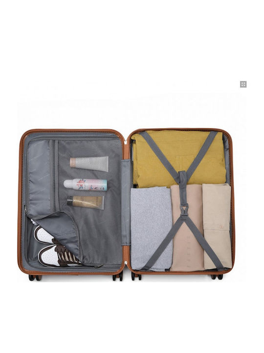 Miss Lulu British Traveller Mittlere Hartreisekoffer Grau und Braun mit 4 Rädern Höhe 66cm