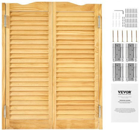 Vevor Swinging Cafe Doors 91.4x106.7 Cm Arched Top Pine Wood Hinges Log