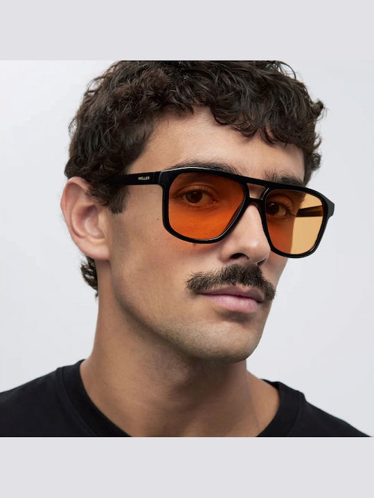 Meller Dara Unisex Sunglasses with Black Horn-Rimmed Frame and Orange Lens DR-TUTORANGE