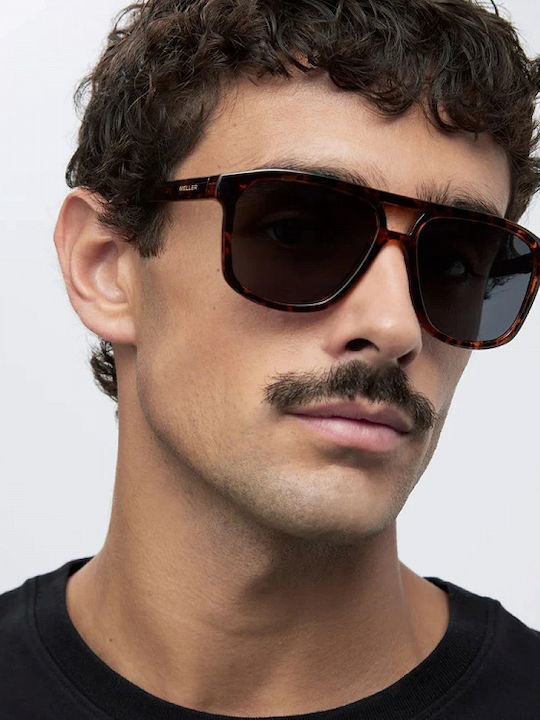 Meller Tingo Unisex Sunglasses With Brown Tartaruga Horn-Rimmed Frame And Grey Lens DR-TIGCAR