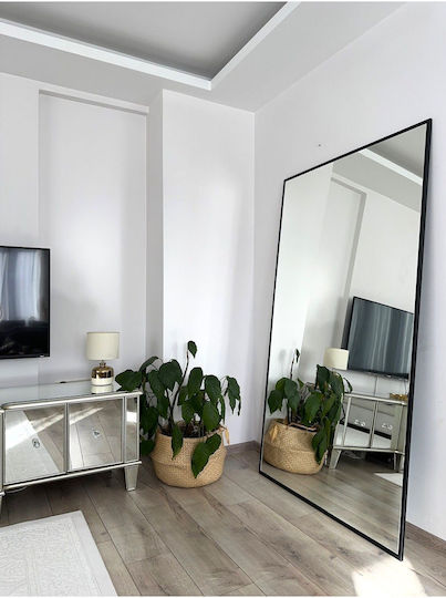 SteweHome Full Length Wall Mirror with Black Metallic Frame 180x100cm