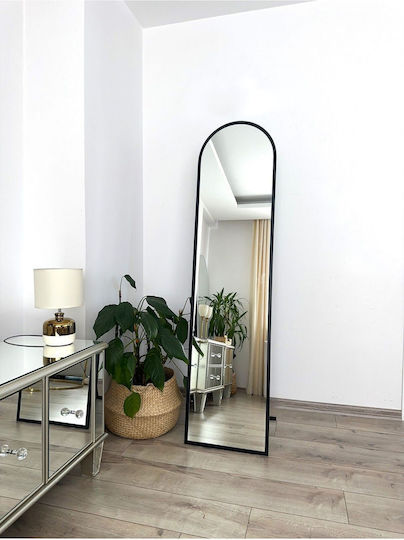 SteweHome Oglindă de Perete Ovală cu Cadru Metalic Negru 40x160cm