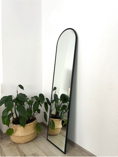SteweHome Oglindă de Perete Ovală cu Cadru Metalic Negru 40x160cm