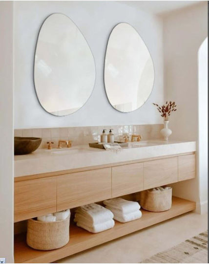 SteweHome SteweHome Wandspiegel Asymmetrischer mit Beige Hölzernem Rahmen 90x60cm
