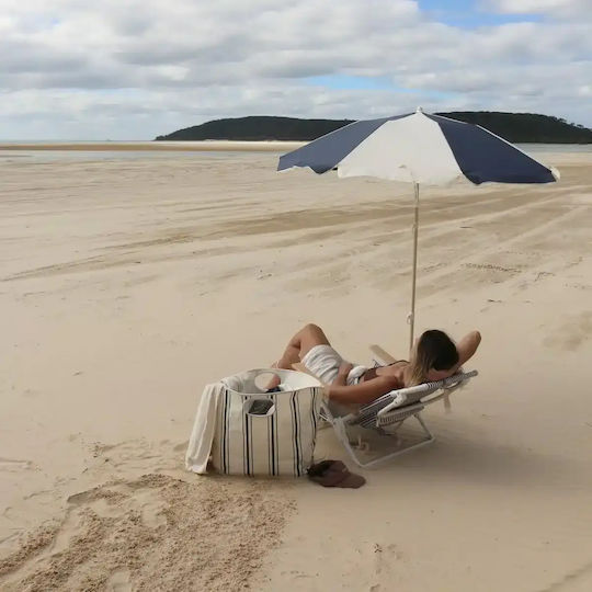 Compact Compact Marine Stripe Umbrelă Pliabilă De Plajă Diametru 1.7m