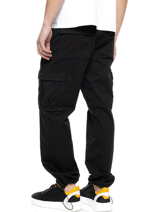 Elastic Black Cargo Trousers