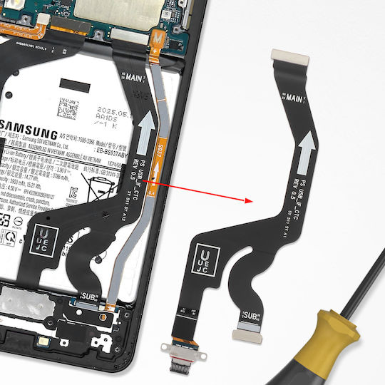 Samsung Charging Connector Flex Cable Galaxy S25 Edge Service Pack Black