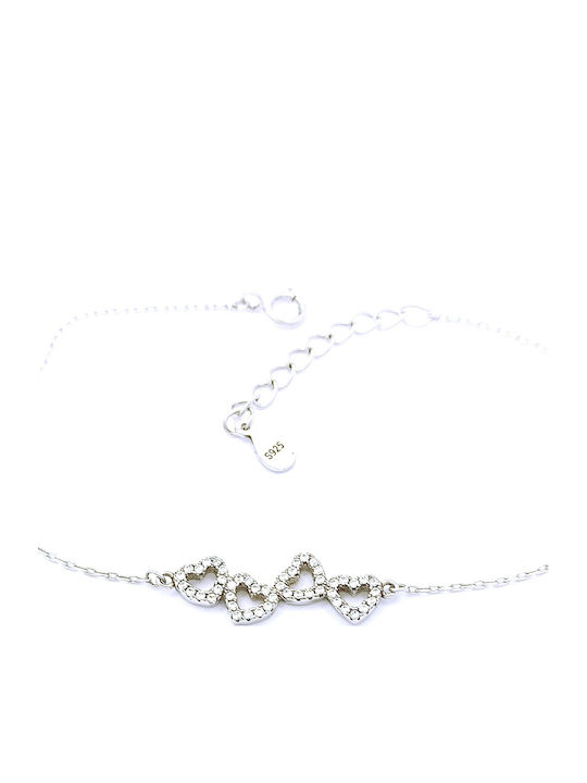 PS Silver Damen Armband Kette mit Herz-Design aus Silber mit Zirkon PS Silver Damen Armband Kette mit Herz-Design aus Silber mit Zirkon