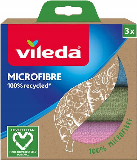 Vileda 100% Recycled Microfiber Cloths 3 Pcs