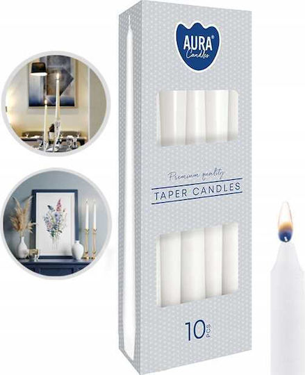 Aura Glass Διακοσμητικό Κερί Κηροπηγίου Λευκό 24.5εκ. 53gr 10τμχ