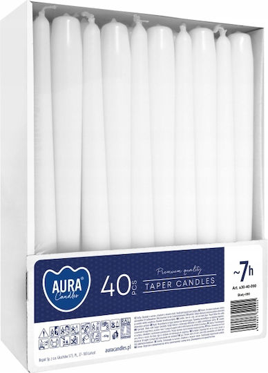 Aura Glass Lumânare Decorativă Conică Albă 40 Bucăți