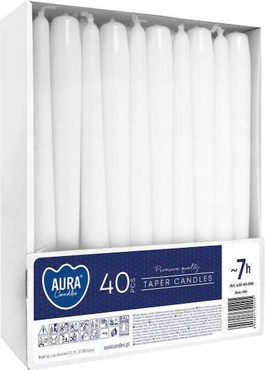 Aura Glass Lumânare Decorativă Conică Albă 40 Bucăți