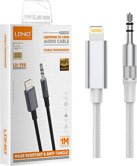 Ldnio 3.5mm to Lightning Cable Ασημί 1m