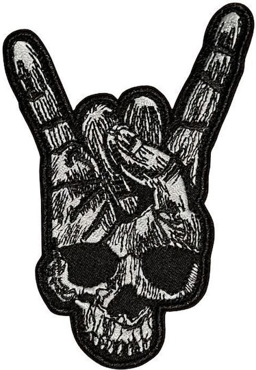 Ραφτό Horns Up Skull Woven Iron On Embroidered Patch Hru66wip